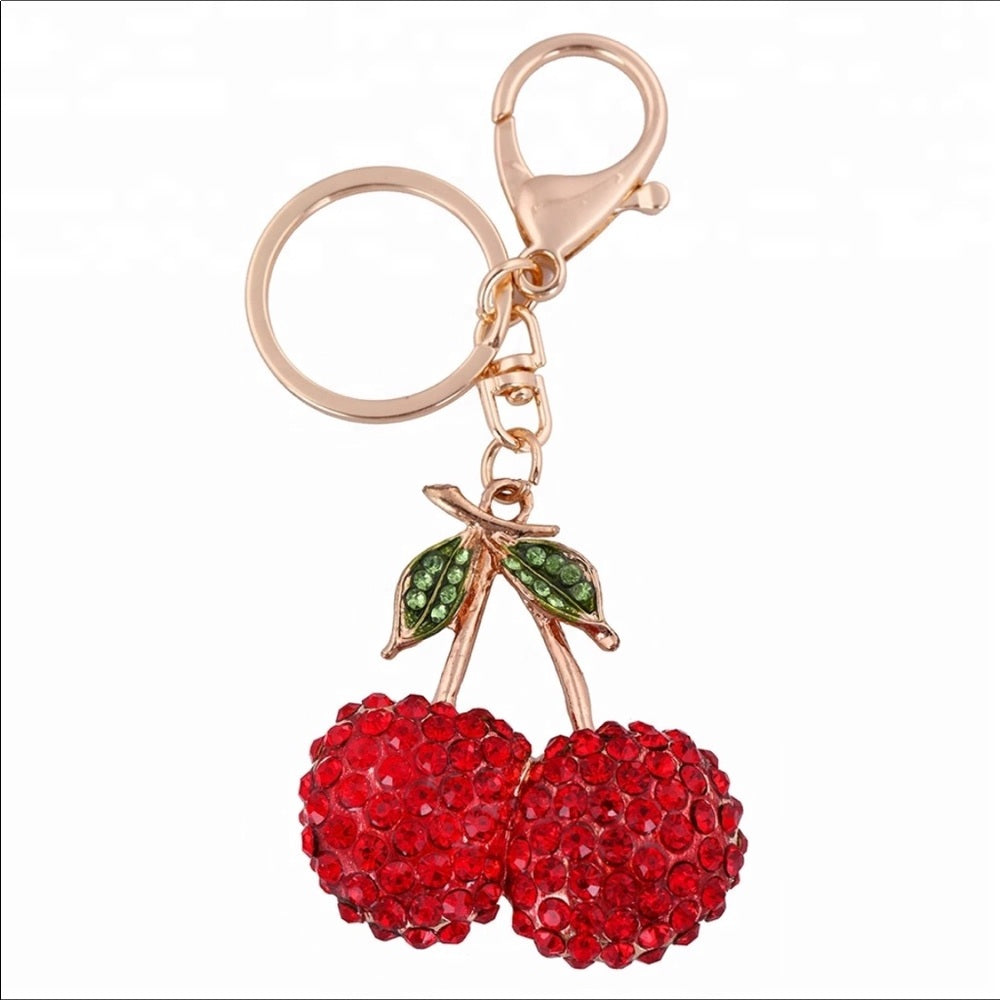 Red Cherries Purse Charm Keychain New With Tags