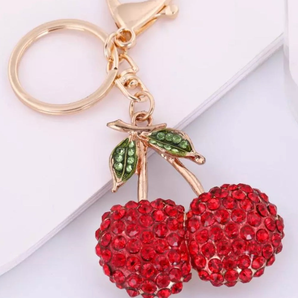 Red Cherries Purse Charm Keychain New With Tags