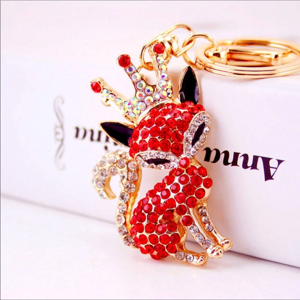 Crowned Red Fox Purse Charm Keychain New With Tags