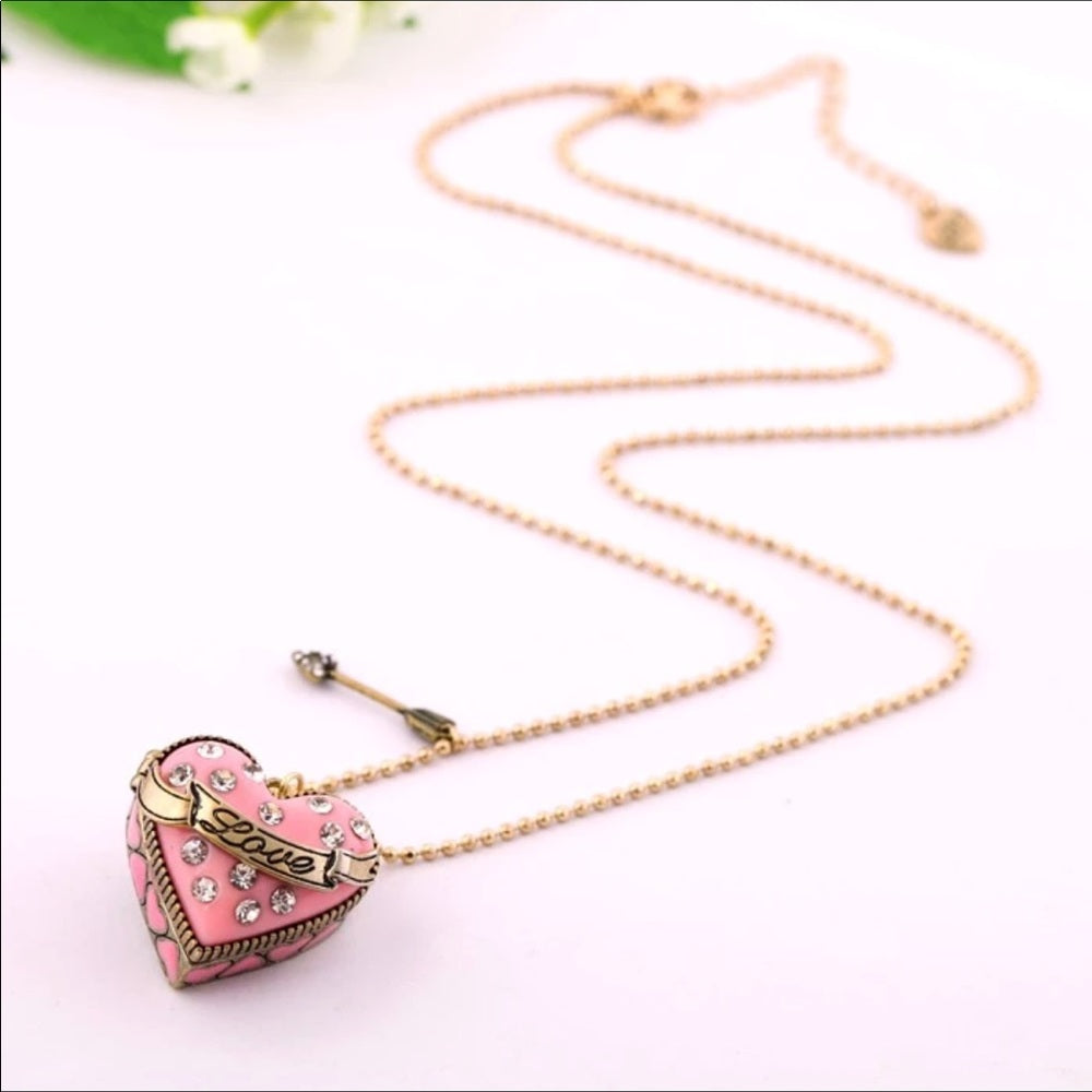 Swarovski Pink Box Of Love Necklace New With Tags