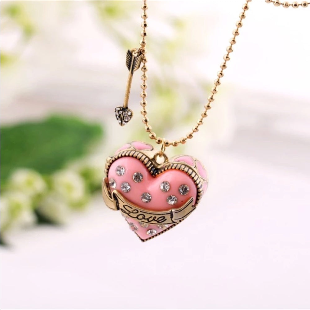 Swarovski Pink Box Of Love Necklace New With Tags