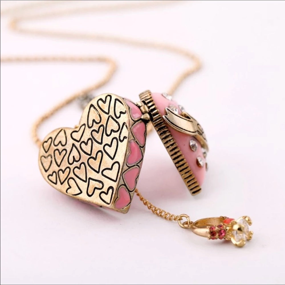 Swarovski Pink Box Of Love Necklace New With Tags