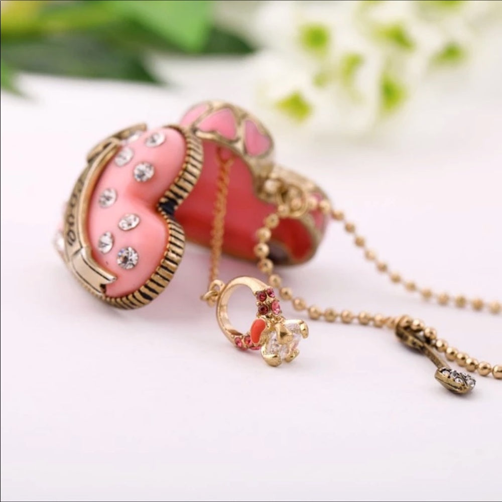 Swarovski Pink Box Of Love Necklace New With Tags