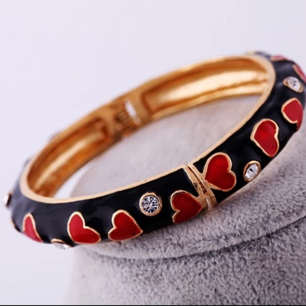 Swarovski Love Heart Enamel Bangle New With Tags