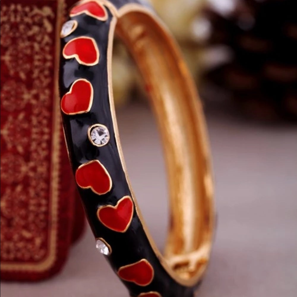 Swarovski Love Heart Enamel Bangle New With Tags
