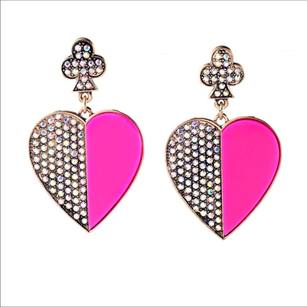 Swarovski Pink Love Heart Shimmer Earrings New NWT
