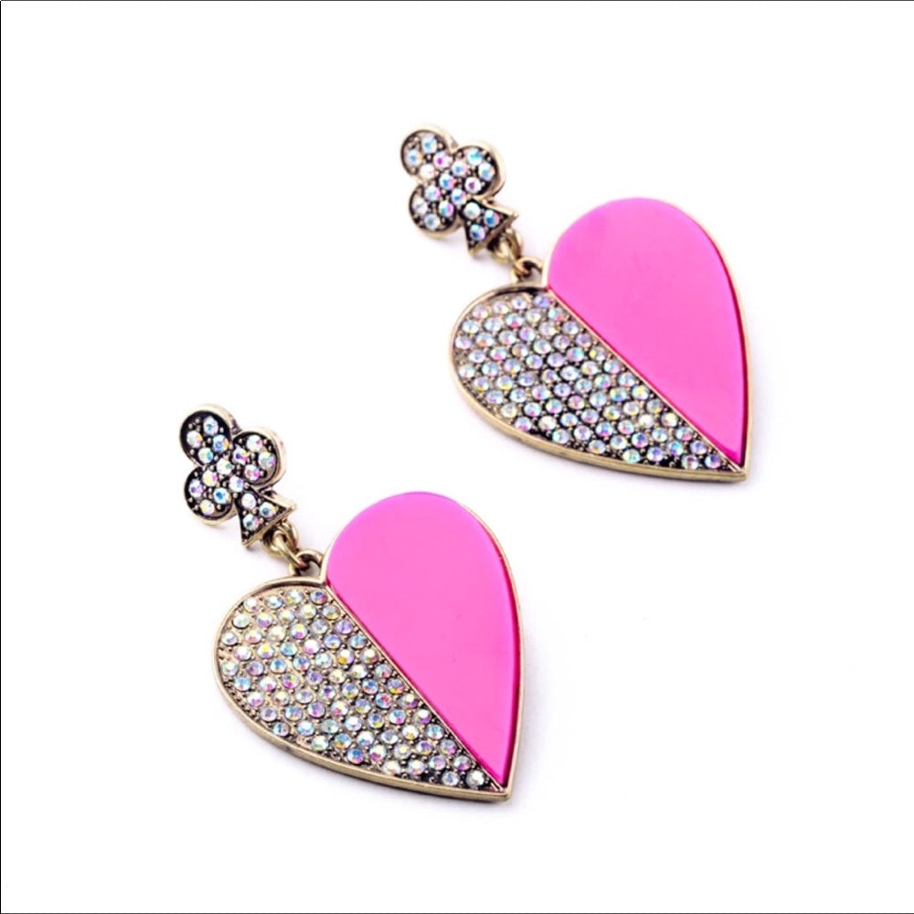 Swarovski Pink Love Heart Shimmer Earrings New NWT