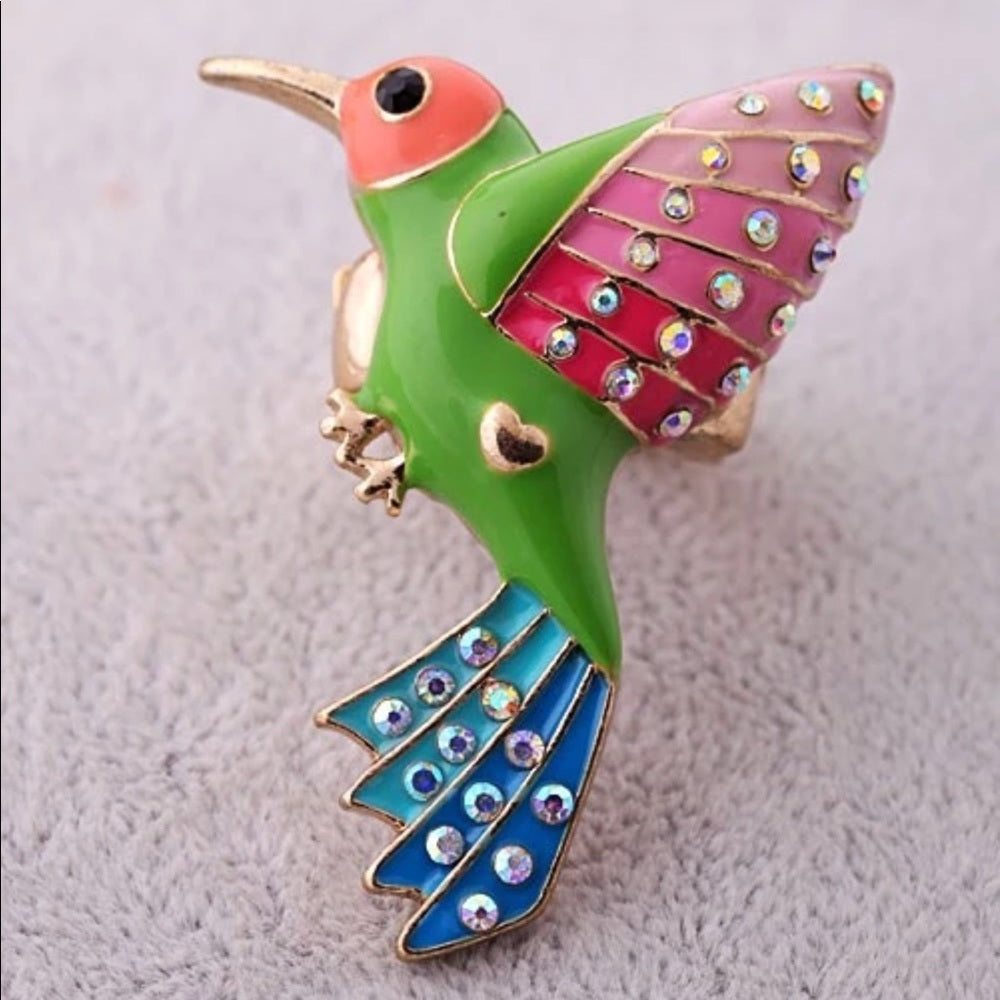 Swarovski Happy Hummingbird Ring Stretchy New NWT