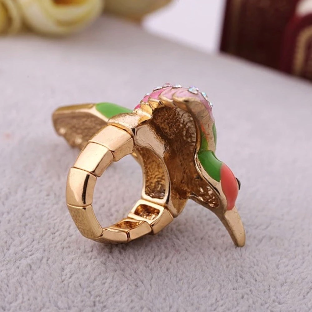 Swarovski Happy Hummingbird Ring Stretchy New NWT