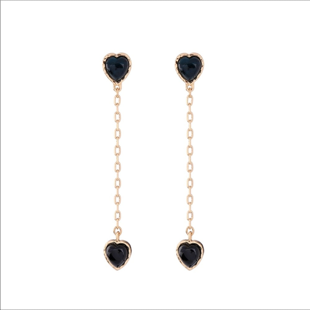 Black Love Heart French Drop Earrings New NWT