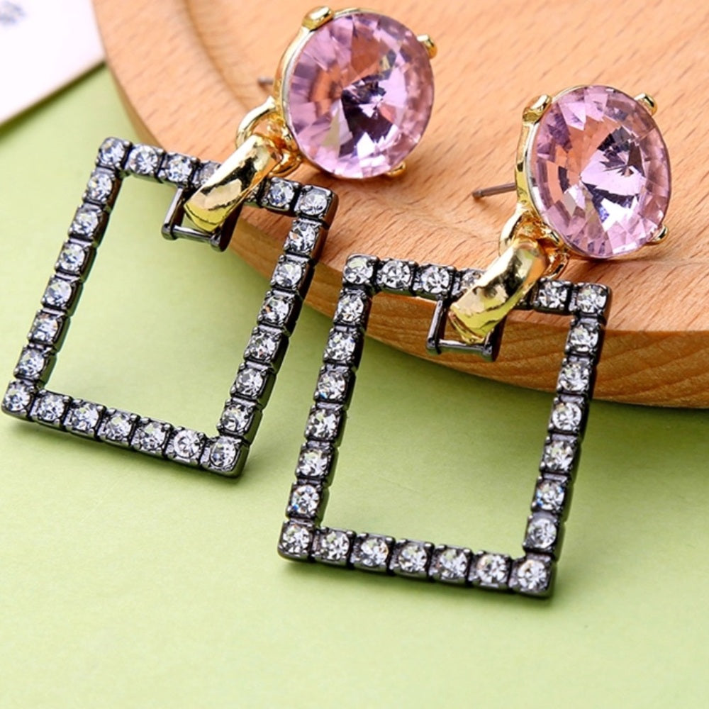 Swarovski Square Lavender Earrings New With Tags