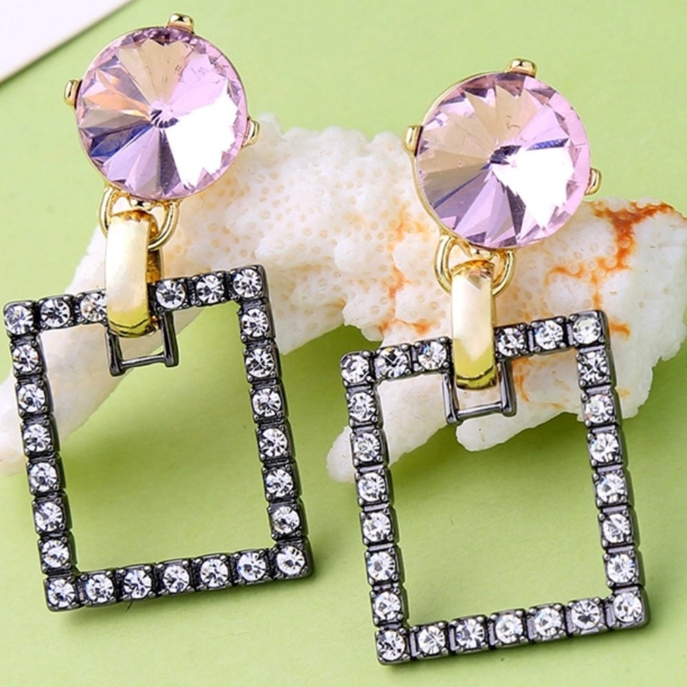 Swarovski Square Lavender Earrings New With Tags