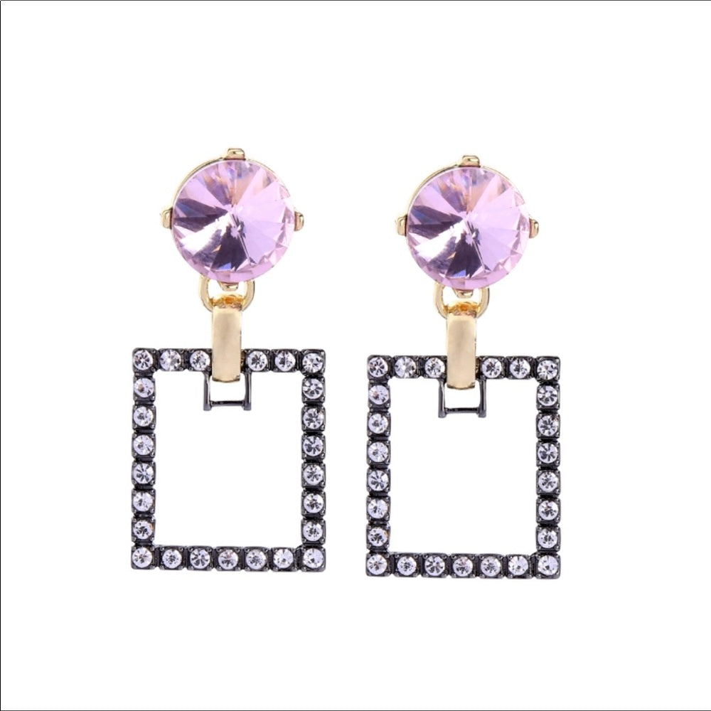 Swarovski Square Lavender Earrings New With Tags