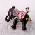 Swarovski Black Pink Pearl Elephant Stretchy Ring