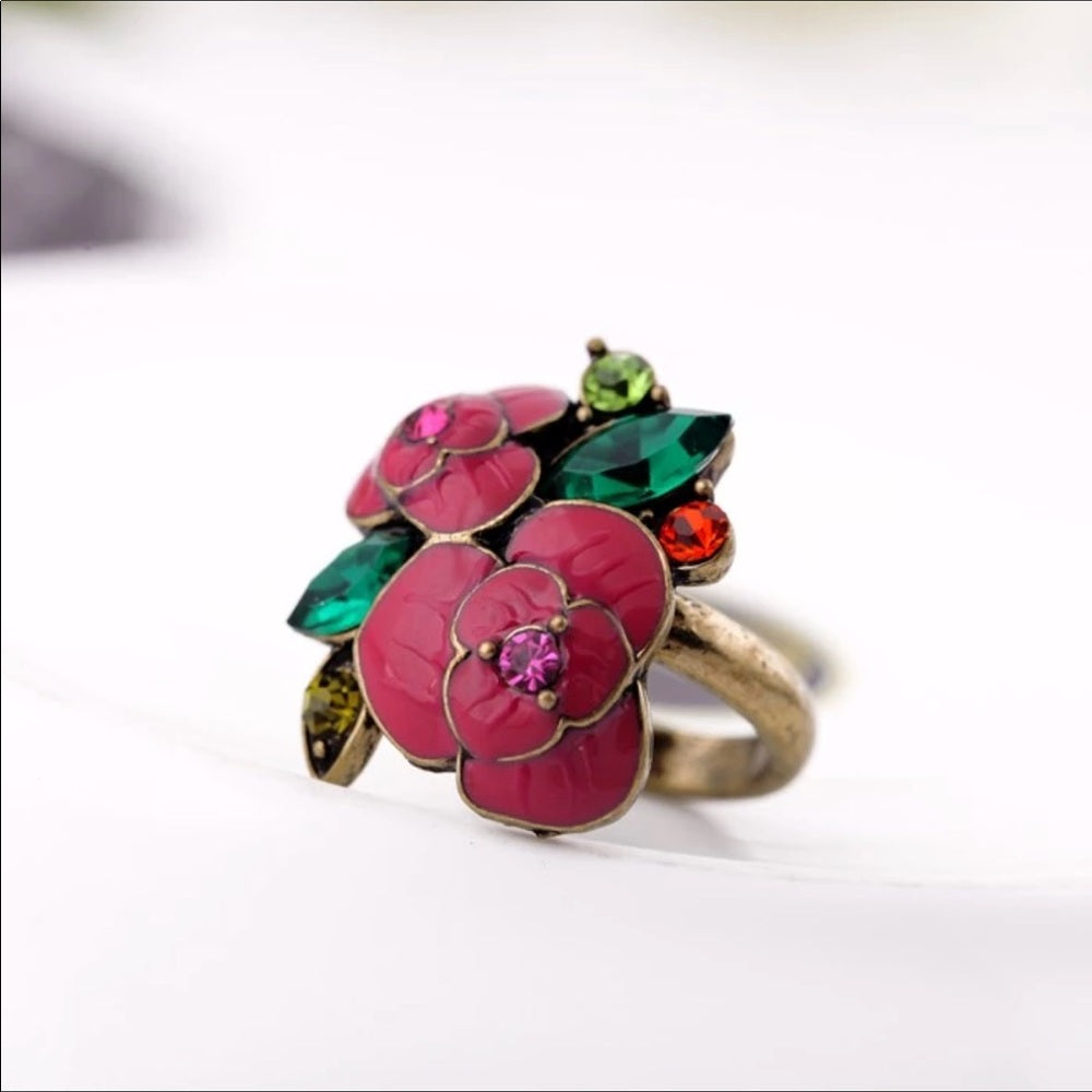 Swarovski Pink Floral Ring New With Tags NWT