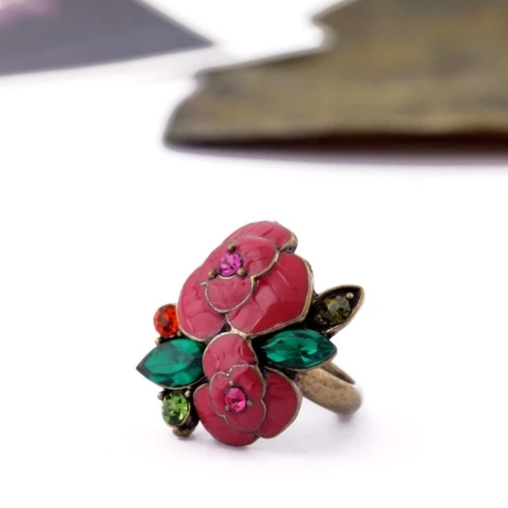 Swarovski Pink Floral Ring New With Tags NWT