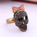 Swarovski Skull Pink Bow Ring New With Tags NWT