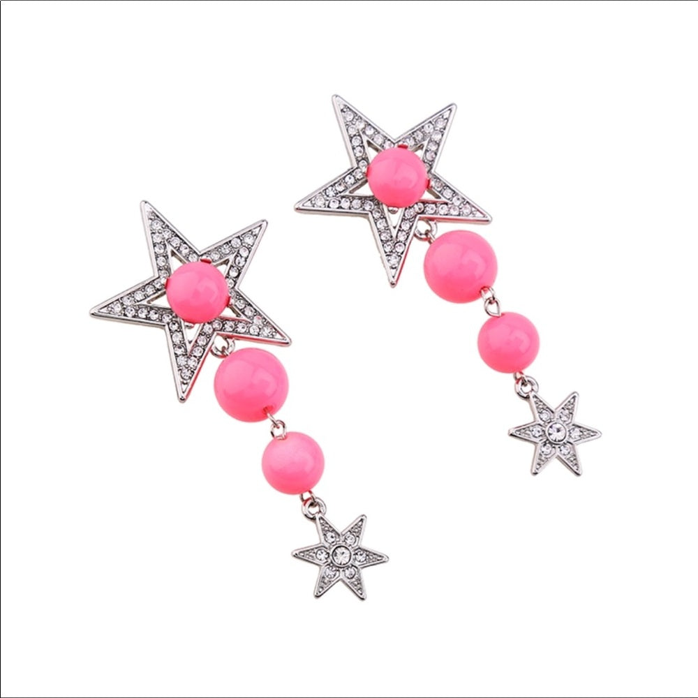 Swarovski Pink Star French Drop Earrings New NWT