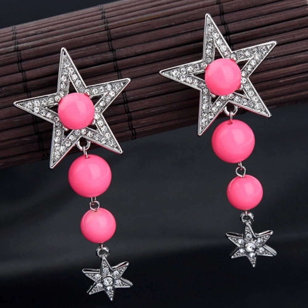 Swarovski Pink Star French Drop Earrings New NWT