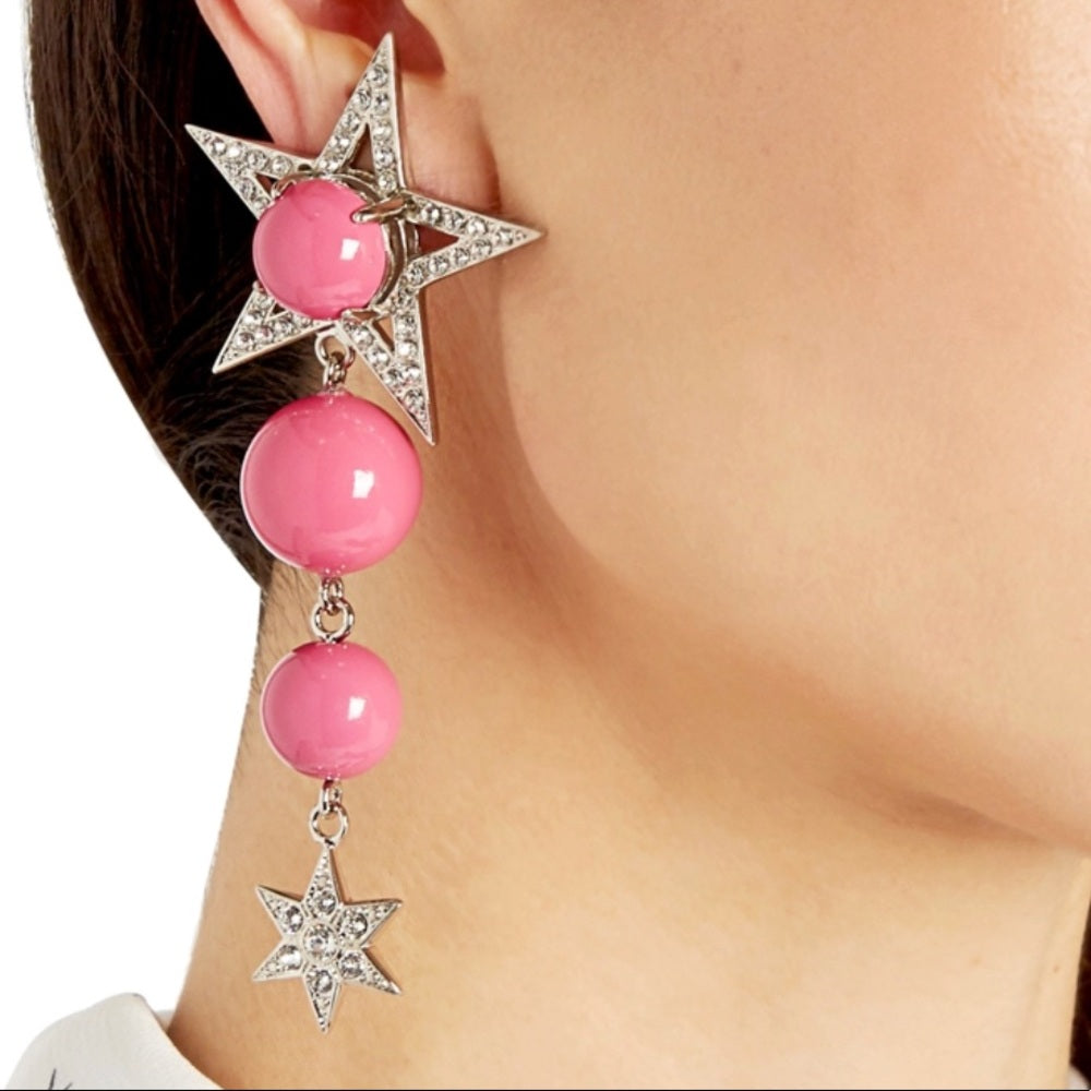 Swarovski Pink Star French Drop Earrings New NWT