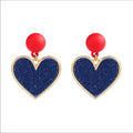 French Country Love Heart Denim Earrings New NWT