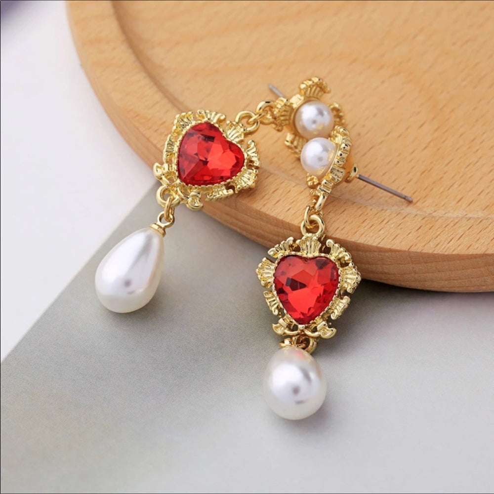 Swarovski Cross Heart French Drop Earrings New NWT