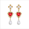 Swarovski Cross Heart French Drop Earrings New NWT