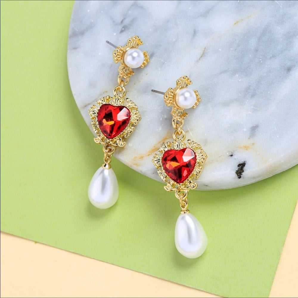 Swarovski Cross Heart French Drop Earrings New NWT