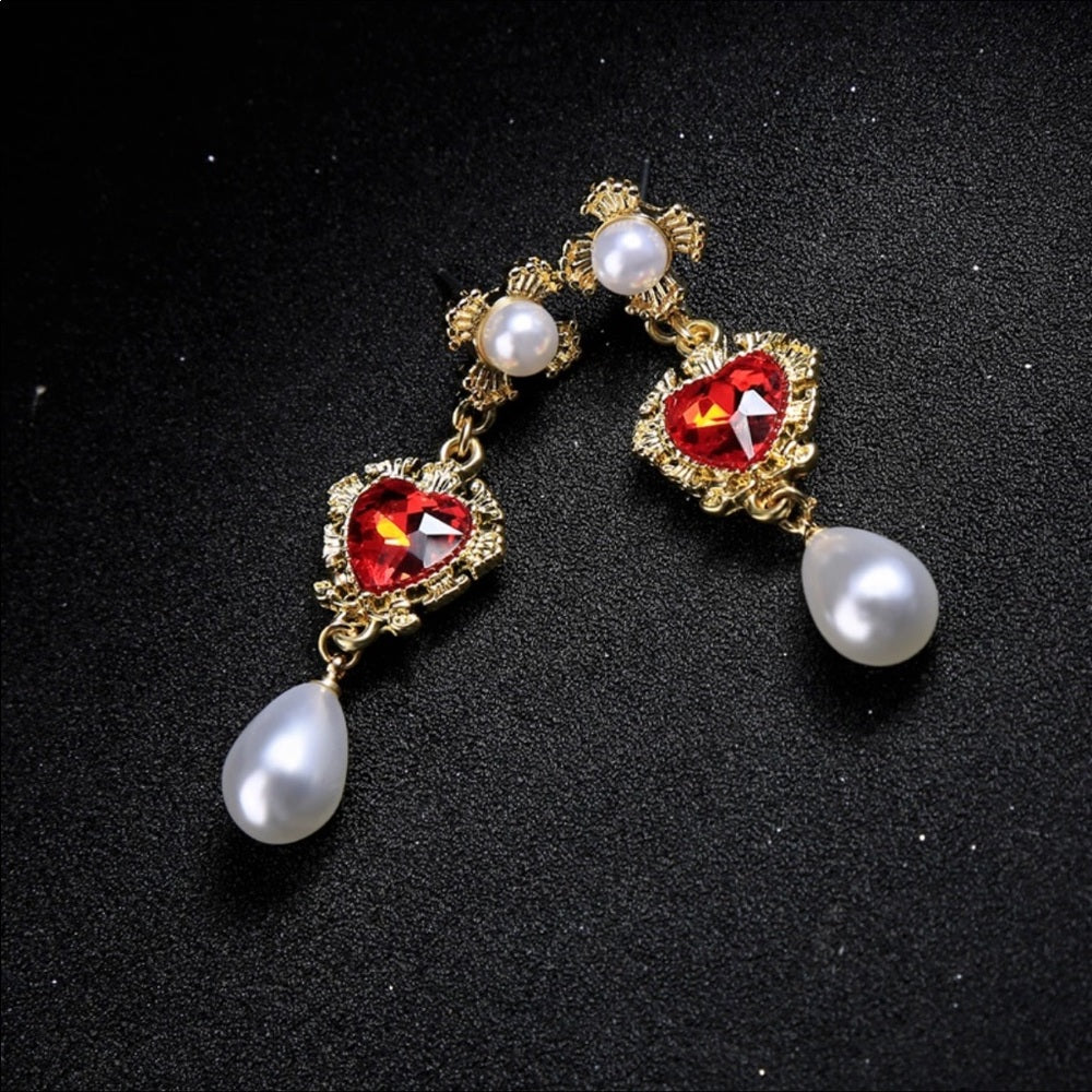 Swarovski Cross Heart French Drop Earrings New NWT