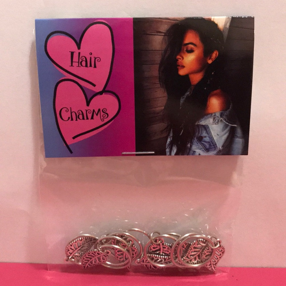 Silver Leaf Hair Charms Set Of 10 New In Package