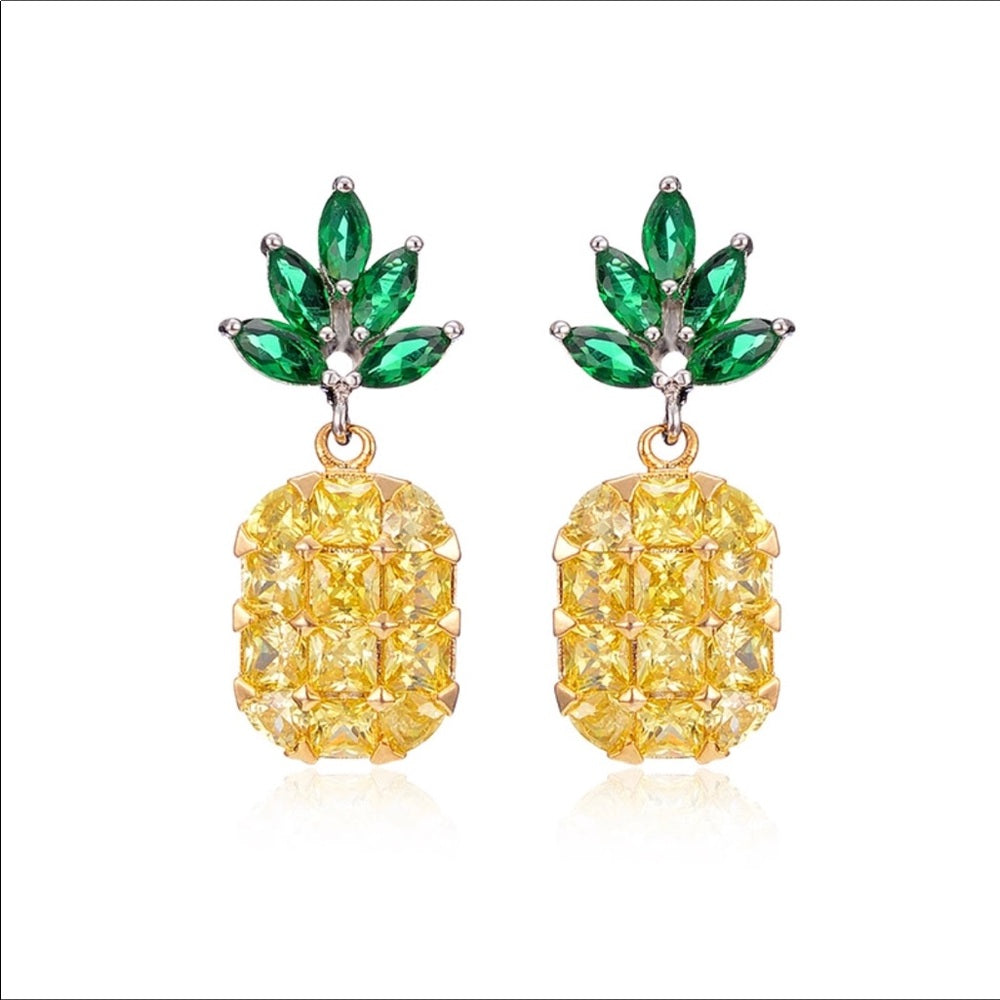 Swarovski Yellow Pineapple Earrings New With Tags