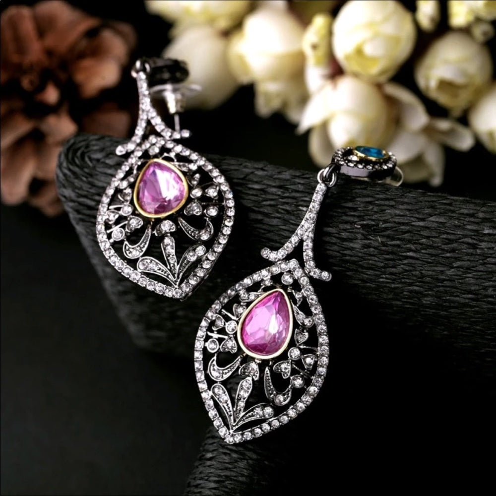 Swarovski Multi Color French Drop Earrings New NWT