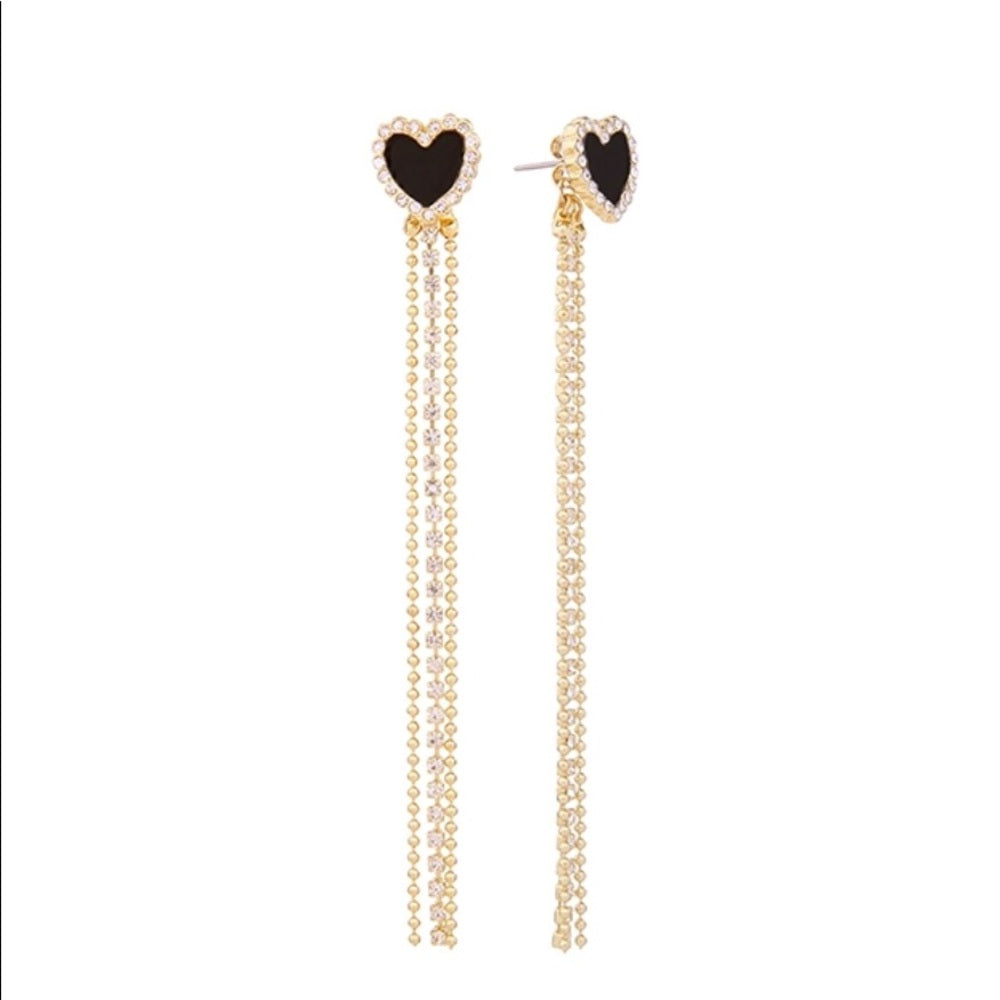 Swarovski Black Love Heart French Drop Earrings