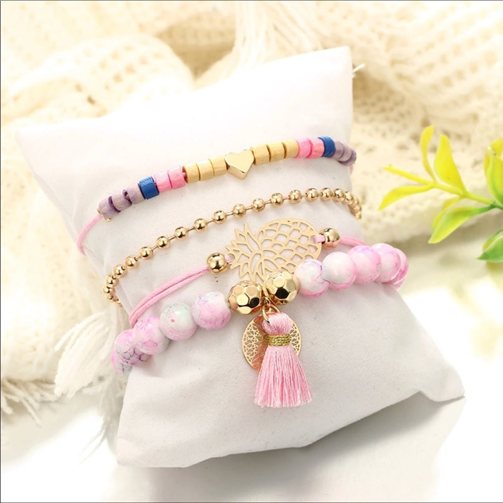 Southern Pineapple Palm Tree Bracelet Ankle Set