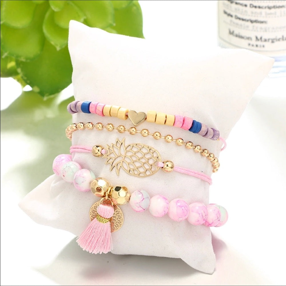 Southern Pineapple Palm Tree Bracelet Ankle Set