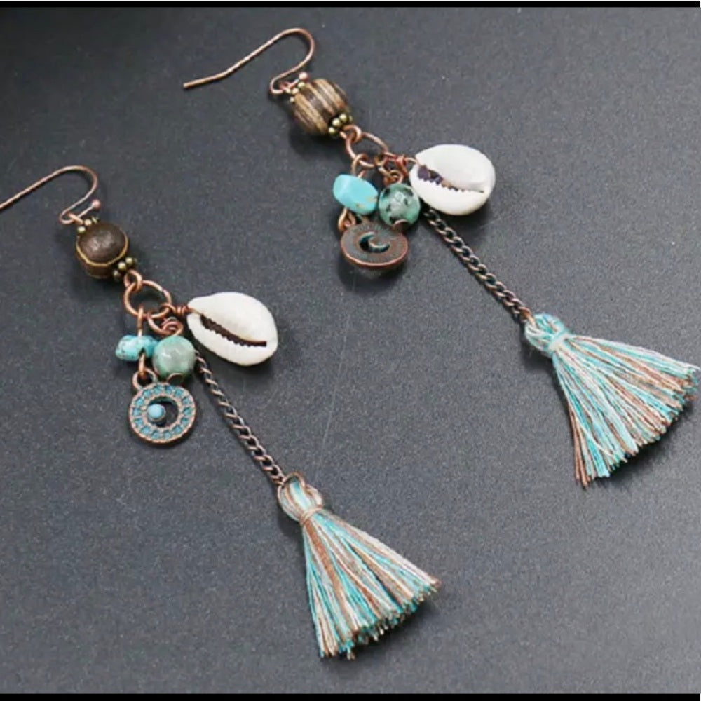 Turquoise Shell French Drop Earrings New With Tags