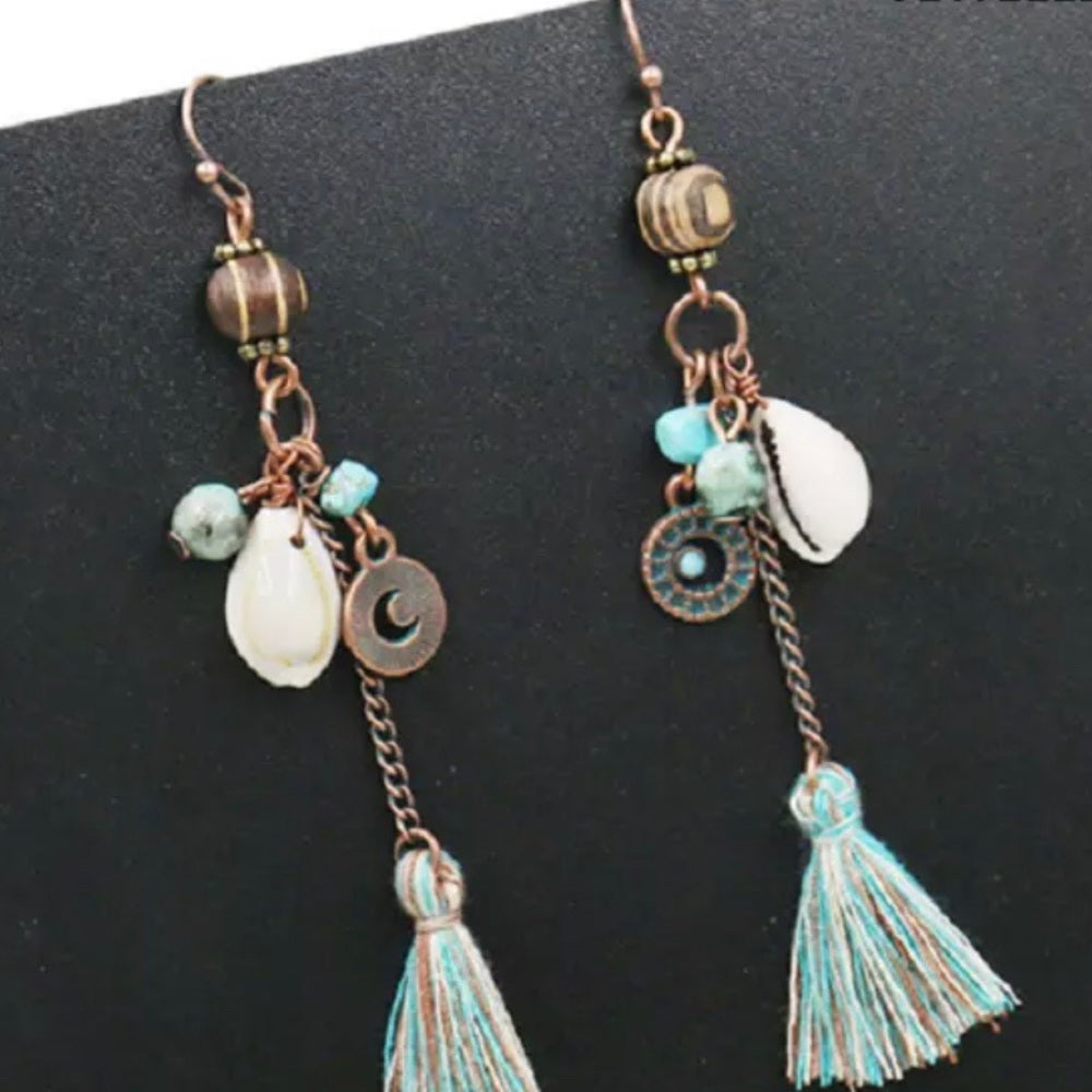 Turquoise Shell French Drop Earrings New With Tags