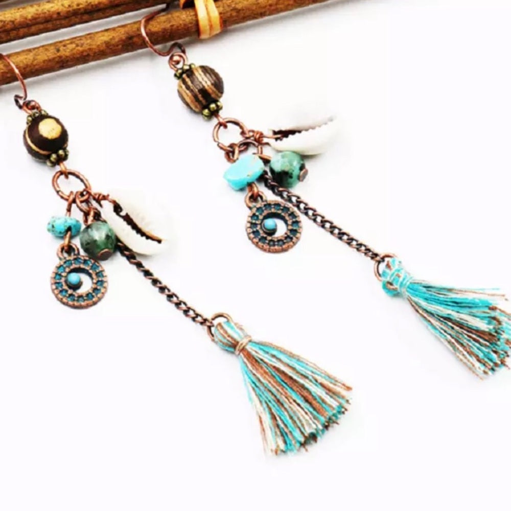 Turquoise Shell French Drop Earrings New With Tags
