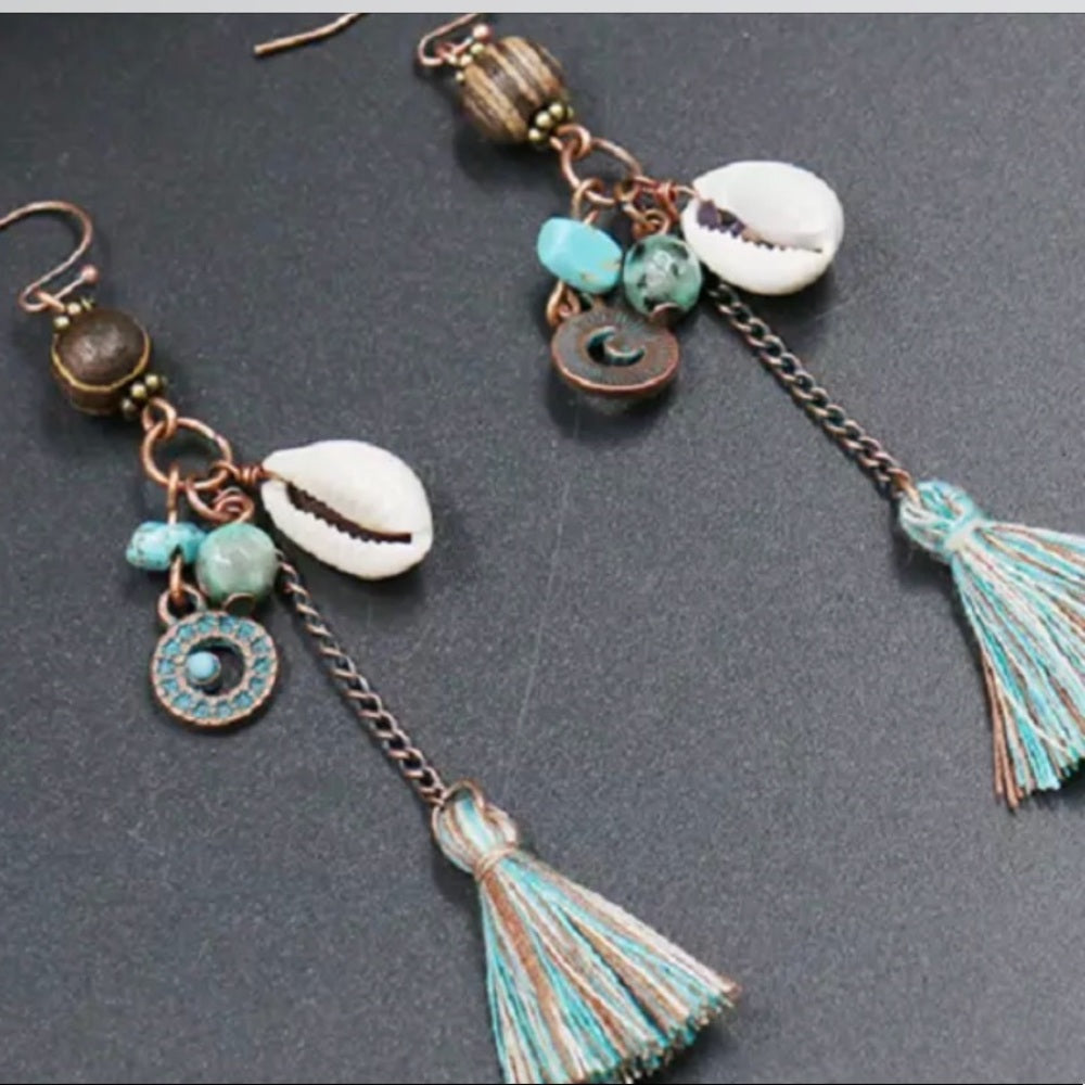 Turquoise Shell French Drop Earrings New With Tags