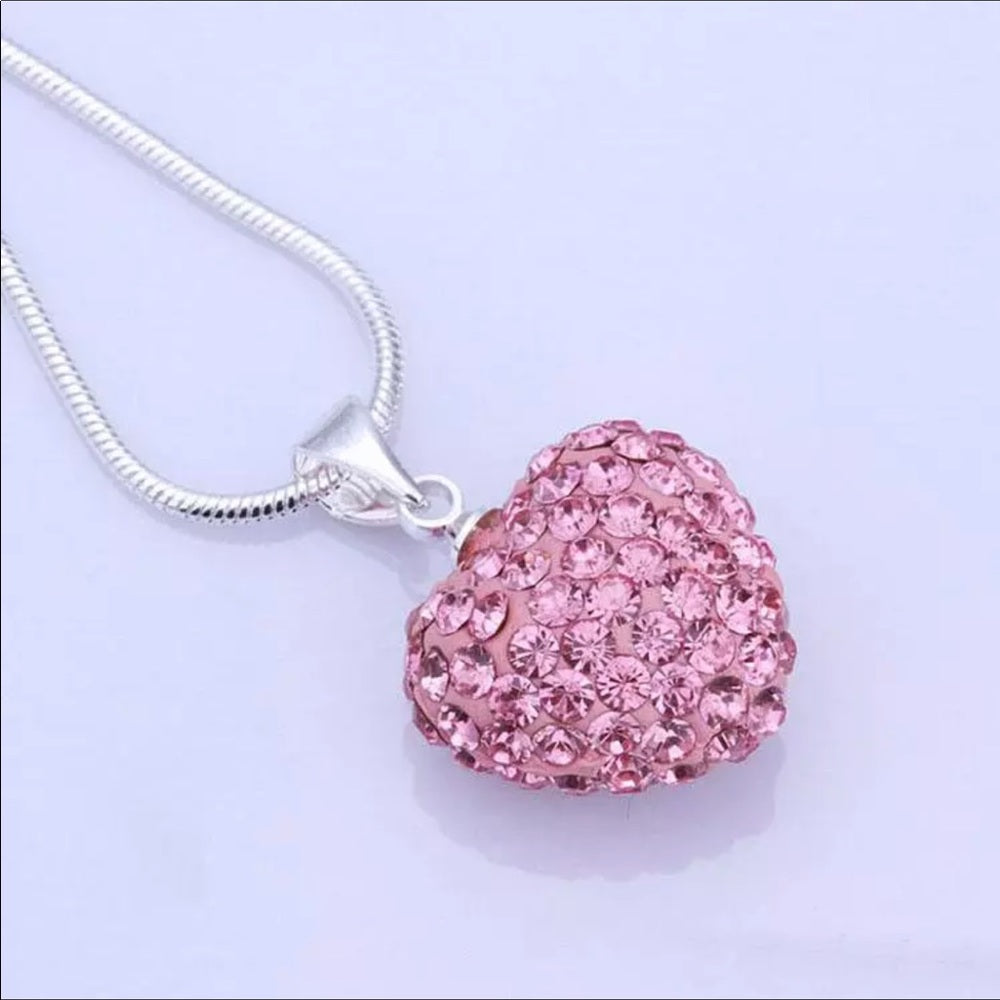Pink Puff Heart Necklace New With Tags NWT