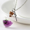 Purple Heart Bottle Key Charm Necklace New NWT