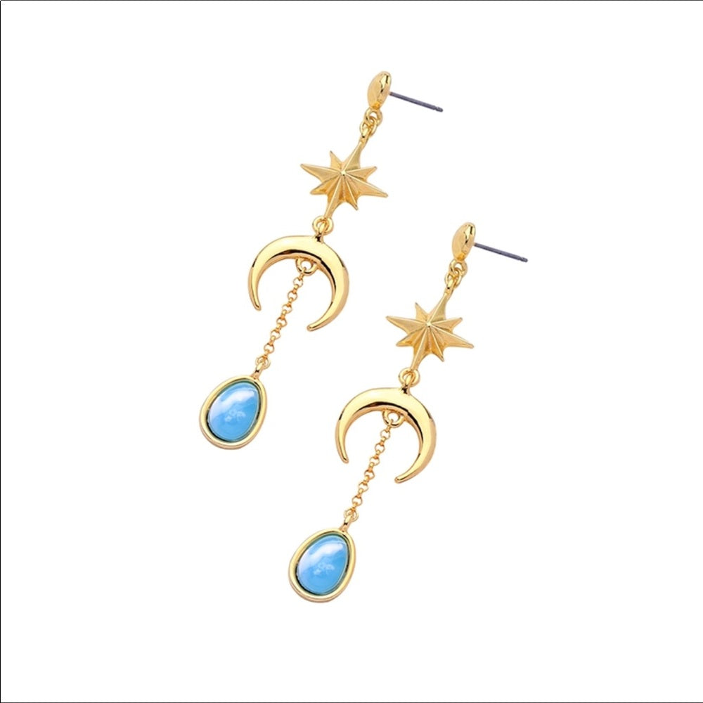Sun Moon French Drop Earrings New With Tags NWT
