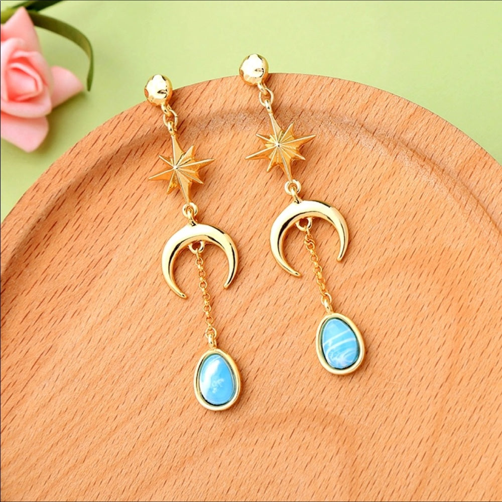 Sun Moon French Drop Earrings New With Tags NWT