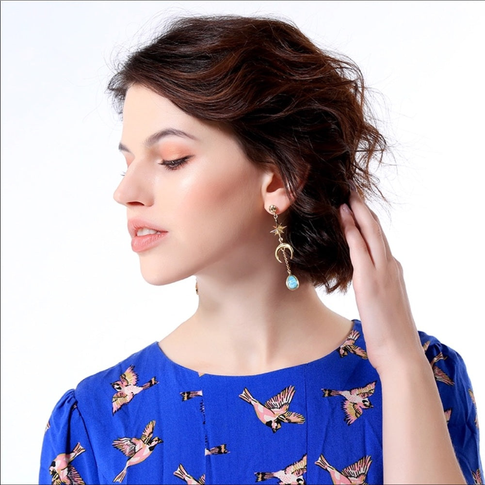 Sun Moon French Drop Earrings New With Tags NWT