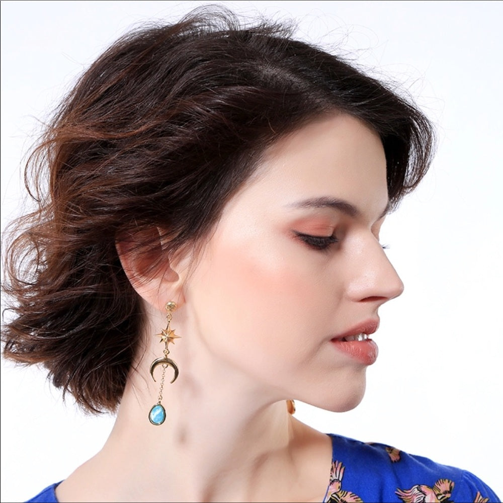 Sun Moon French Drop Earrings New With Tags NWT