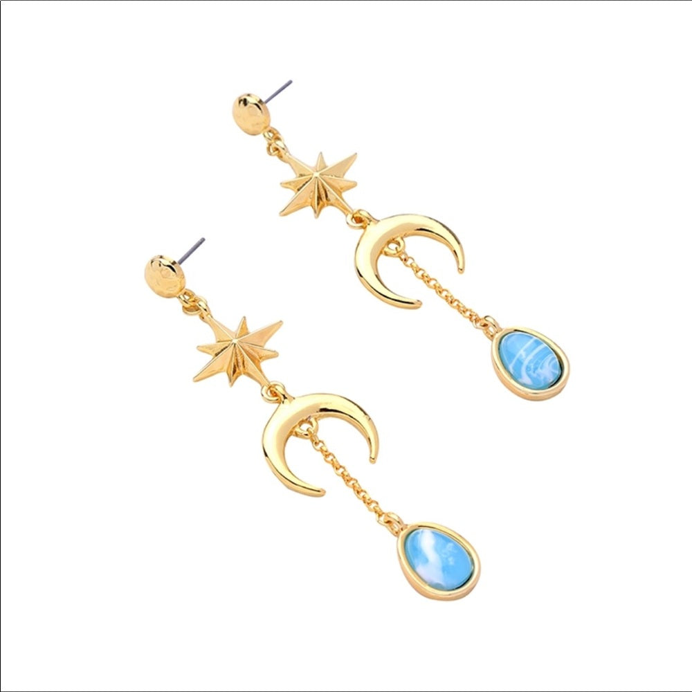 Sun Moon French Drop Earrings New With Tags NWT