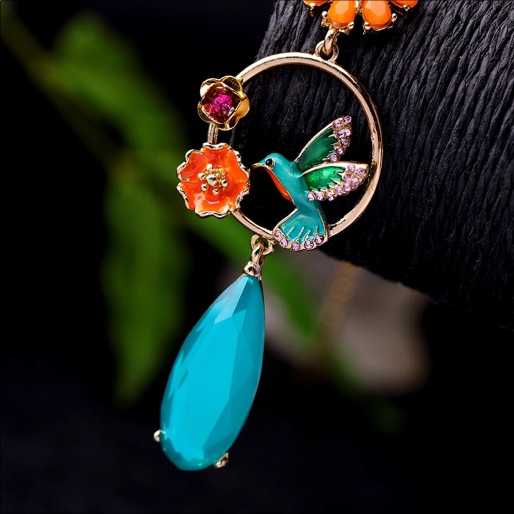 Last One Swarovski Happy Hummingbird Necklace New