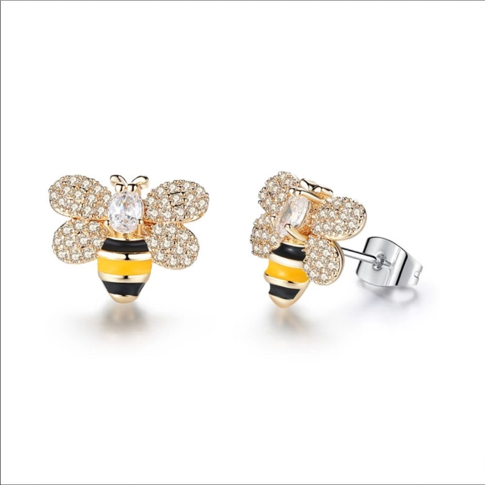 Swarovski Bee Earrings Gold Plated New With Tags
