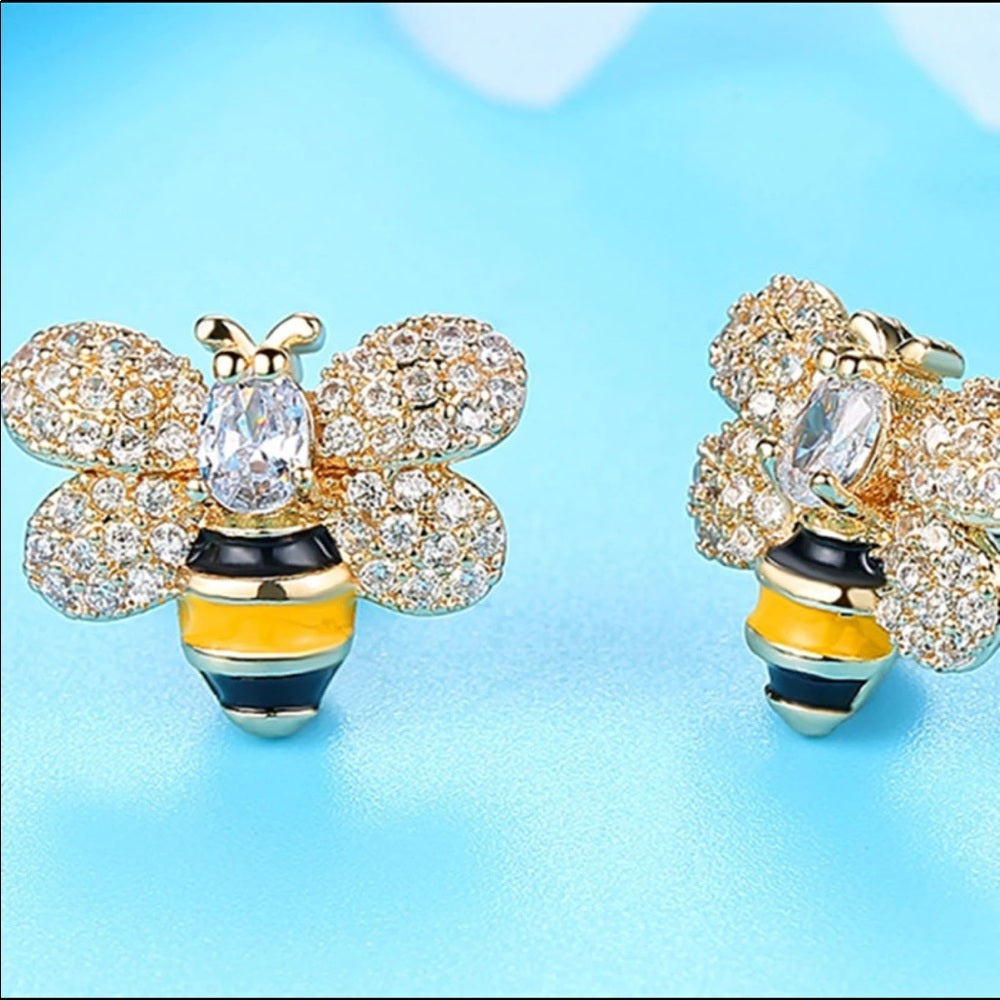 Swarovski Bee Earrings Gold Plated New With Tags