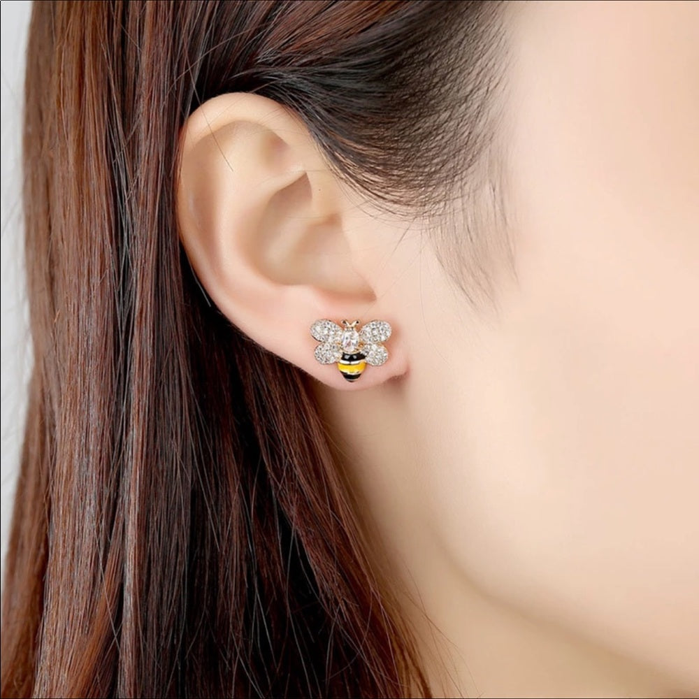 Swarovski Bee Earrings Gold Plated New With Tags